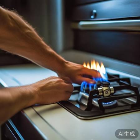 燃气灶底部小开关开启