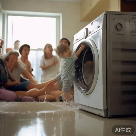 洗衣机变逃生工具,家长注意安全
