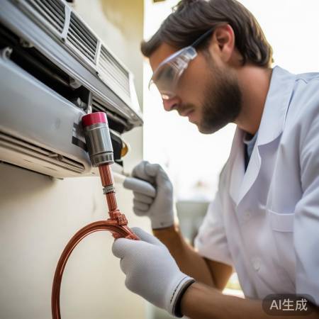 空调冷媒管连接,确保无泄漏