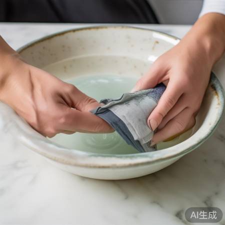 染渍浸泡,耐心搓洗