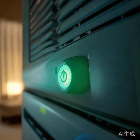 开启空调,绿色灯亮。