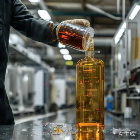 新油倒入油壶，注意慢倒